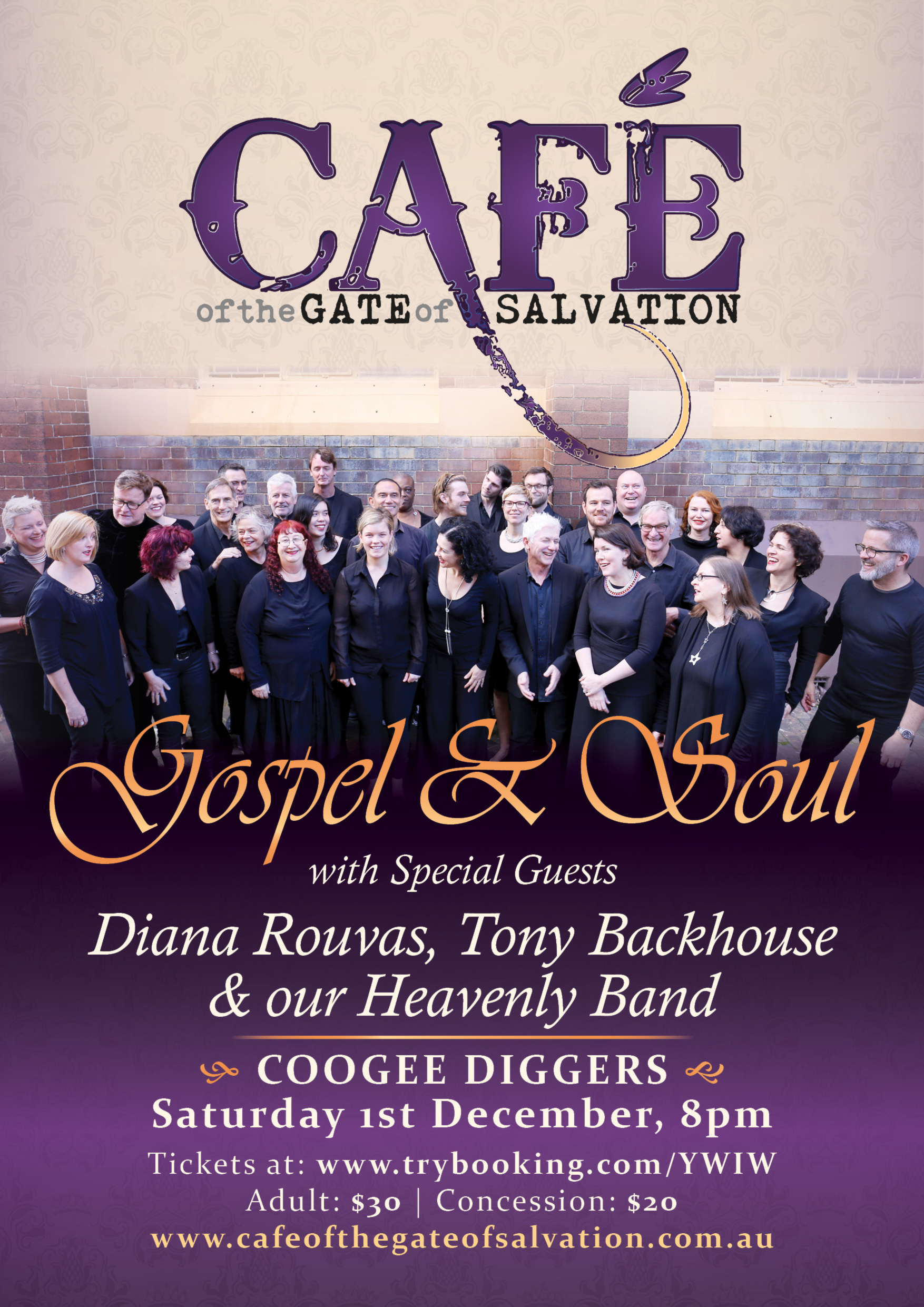 Café with Special Guests Diana Rouvas, Tony Backhouse & our Heavenly Band